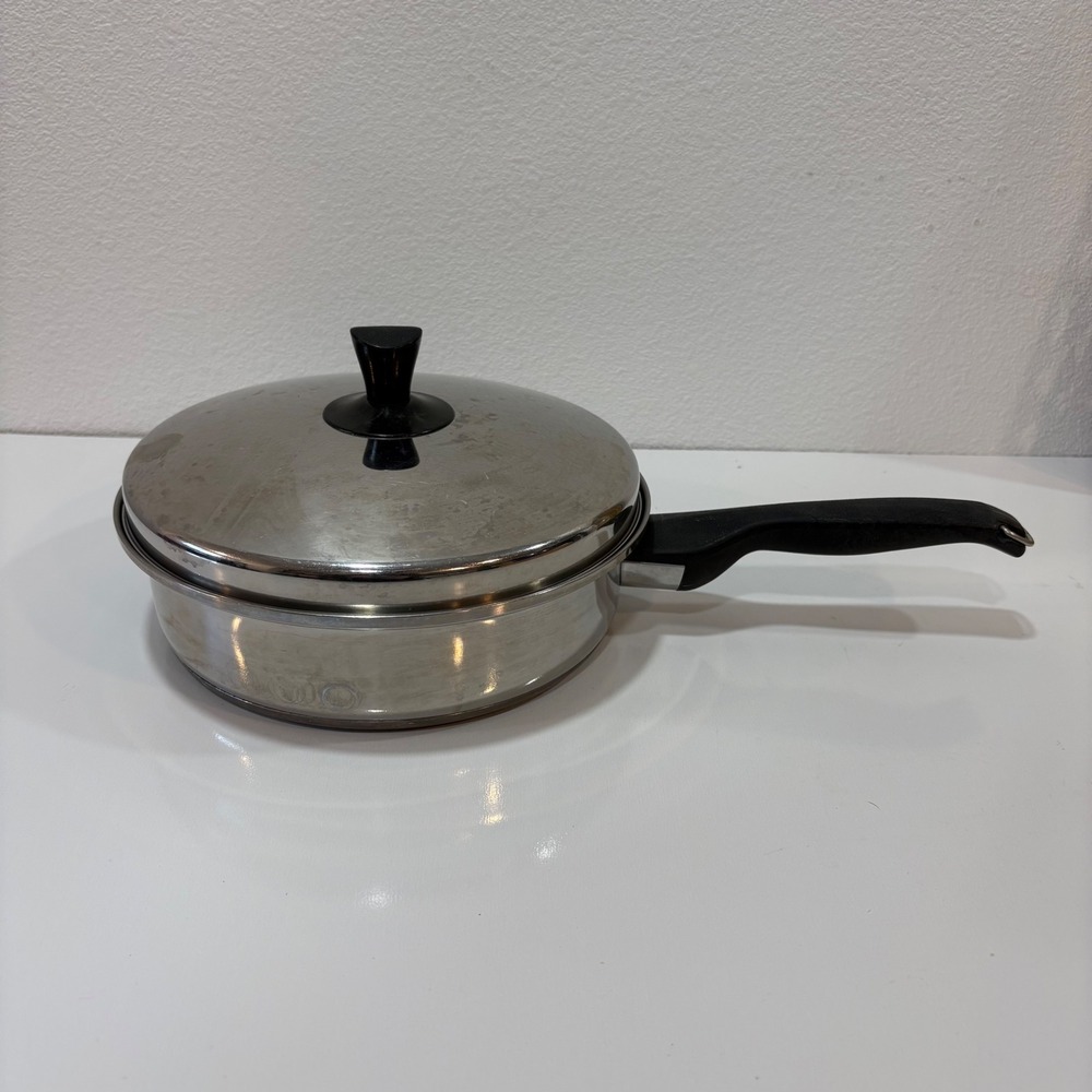 Sears Vintage 8.5 Inch Skillet Aluminum Clad Stainless Steel Pan with Lid USA